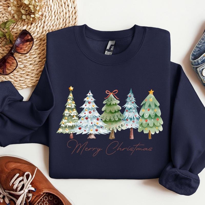 Youth and Adults Christmas Tree Sweatshirt, Merry Christmas Sweatshirt, Christmas Sweatshirt For Women, Cute Holiday...