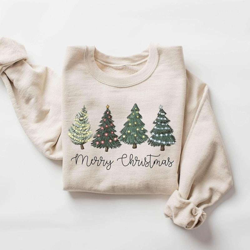 Youth and Adults Christmas Trees Sweatshirt, Merry Christmas Sweatshirt, Holiday Sweater, Womens Holiday Sweatshirt,...