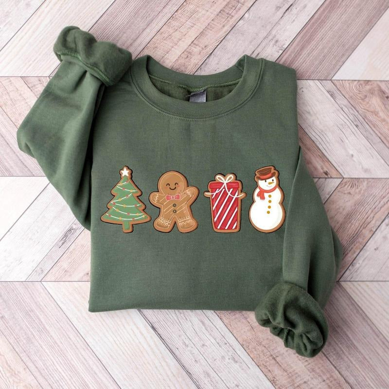 Youth and Adults Cute Gingerbread Cookies Sweatshirt, Womens Christmas Sweatshirt, Merry Christmas, Cute Christmas...