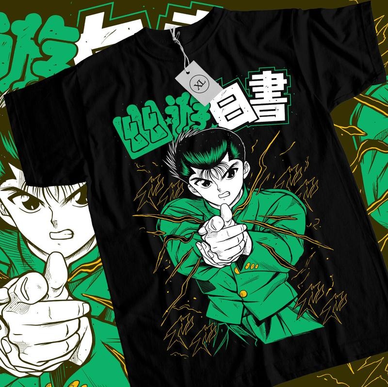 Yu Yu Hakusho T-Shirt S-4XL Kuwabara Kurama Yusuke Hiel Anime Manga Black Shirt Hoodie, Sweatshirt | HypeCrazeTee.com