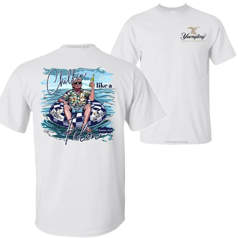 Yuengling Lager Beer Trump Chillin Like a Felon Summer 2024 T-shirt Sweatshirt Hoodie, Trump 2024 Shirt, Yuengling Lager...