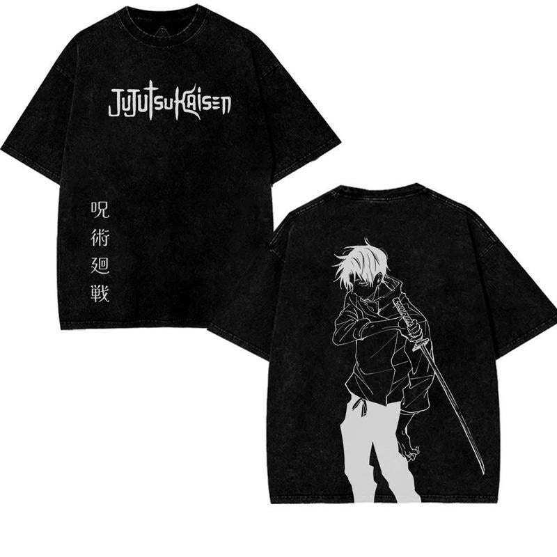 Yuta Okkotsu Oversized Graphic Tee Jujutsu Kaisen 0 Inspired Vintage Washed Heavy Cotton Anime T-Shirt Japanese...