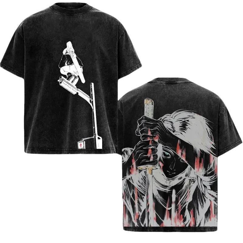 Yuta Okkotsu x Rika Jujutsu Kaisen Anime Graphic Double-Sided Washed Vintage Tee Unisex Oversize Heavy Cotton T-Shirt for...