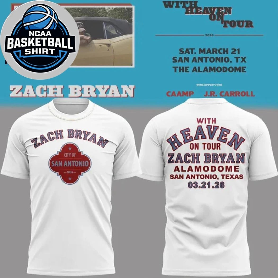 Zach Bryan With Heaven On Tour 03 21 26 Alamodome San Antonio Texas Fan Logo Two Sided Shirt