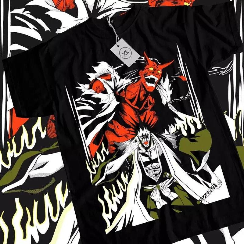 Zaraki Kenpachi T-Shirt Bleach Shirt Black Anime Manga Graphic Tee All Sizestyle{n002}2 Hoodie, Sweatshirt | HypeCrazeTee.com