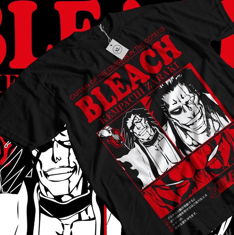 Zaraki Kenpachi T-Shirt S-4XL Byakuya Anime Comic Bleach Japanes Gift Shirt Tshirt S-4XL Hoodie, Sweatshirt