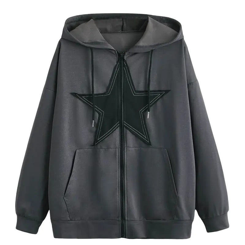 Zip Front Drawstring Hoodie Pullover Long Sleeve Casual Sweatshirt Top T-Shirts | HypeCrazeTee.com