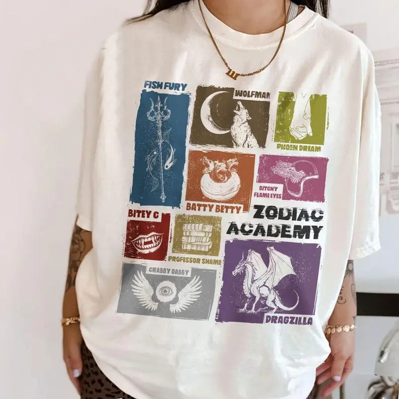 Zodiac Academy Characters Nickname T-Shirt, Celestial Heirs Band Shirt, Alumni T Shirt, Book Lover Gift, Fantasy Books...