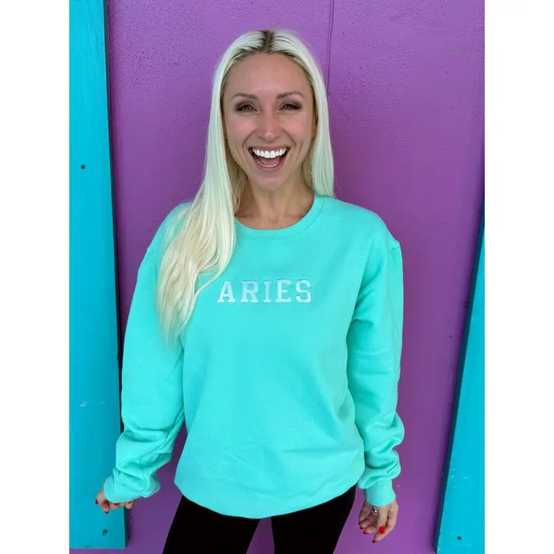 Zodiac Signs Embroidered Mint Sweatshirt T-Shirts, Hoodie | HypeCrazeTee.com
