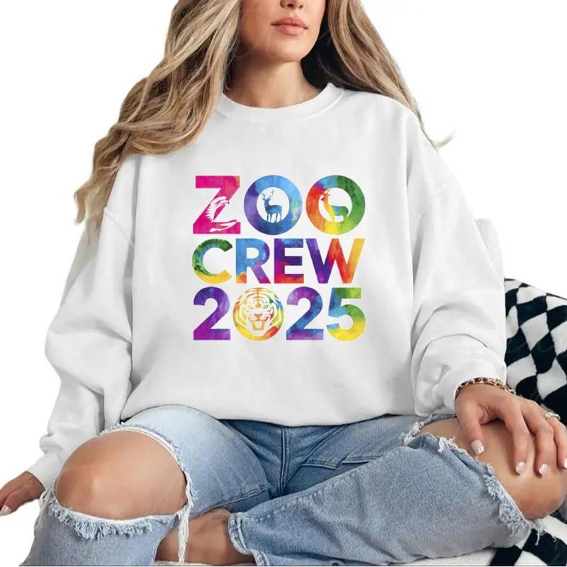 Zoo Crew 2025 Colorful Sweatshirt Animals Birthday T-Shirt Unisex Hoodie Cotton Womenswear | HypeCrazeTee.com