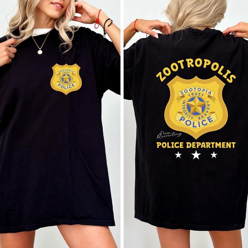 Zootropolis 2 Police Department Badge Two Sided Shirt Family Matching Walt Magic Kingdom World Shirt Gift Ideas Men Women...