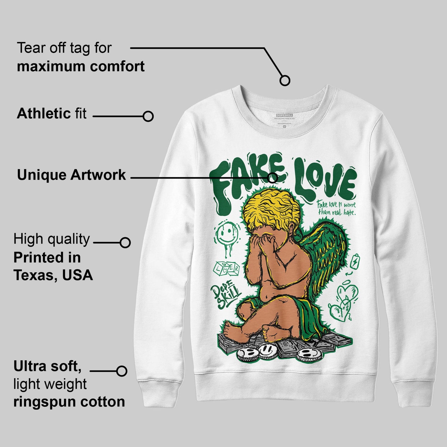 Green Collection DopeSkill Sweatshirt False Love Graphic