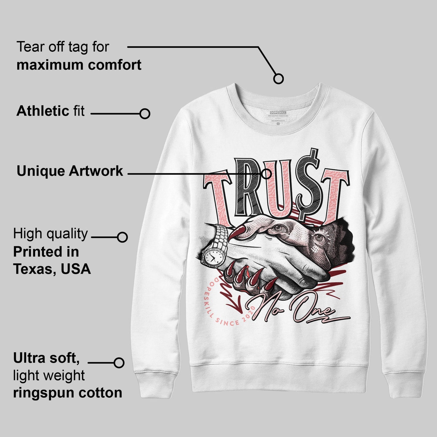 VALENTINE'S Day 3s DopeSkill Sweatshirt Trust No One Graphic