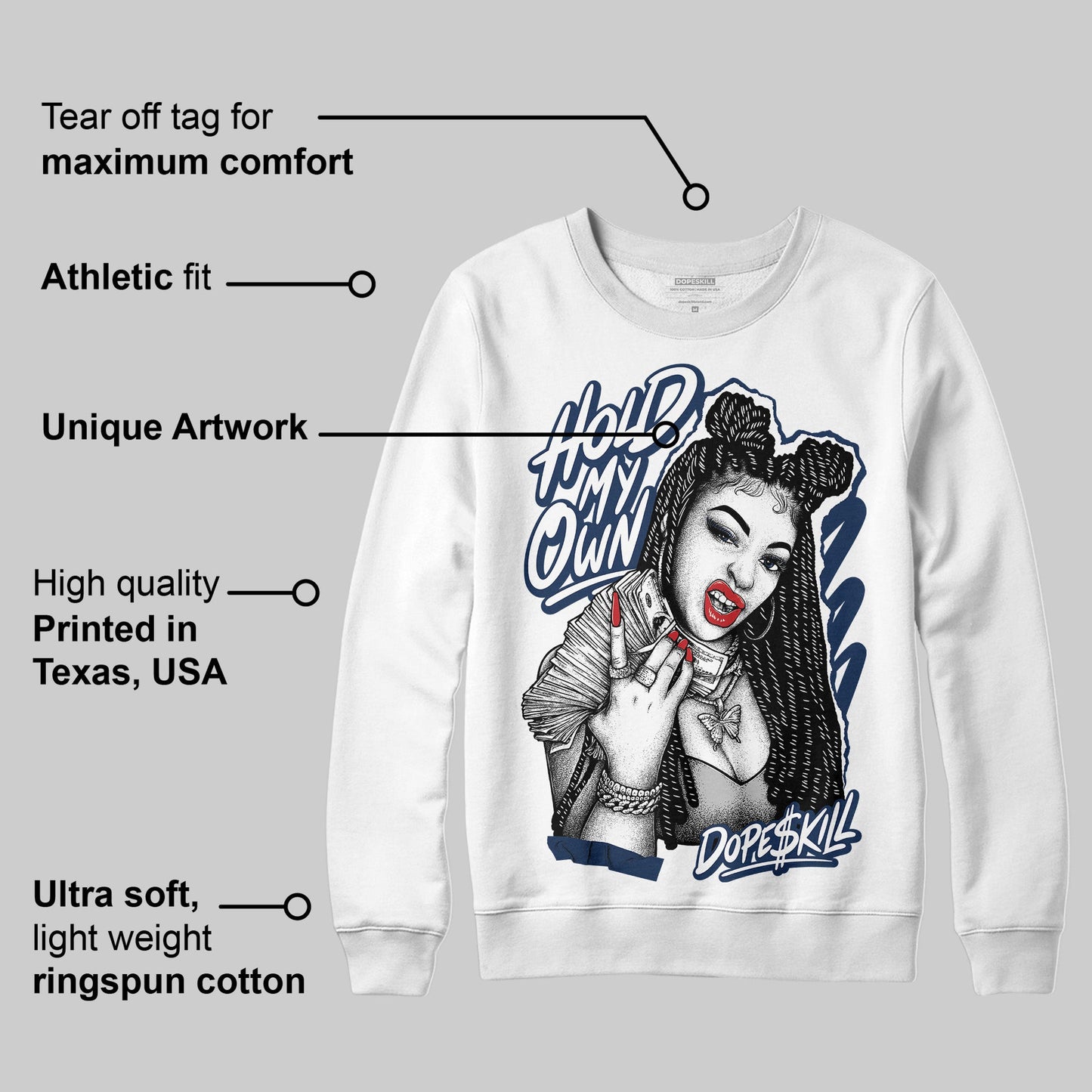 Summit White Navy 4s DopeSkill Sweatshirt New H.M.O Graphic