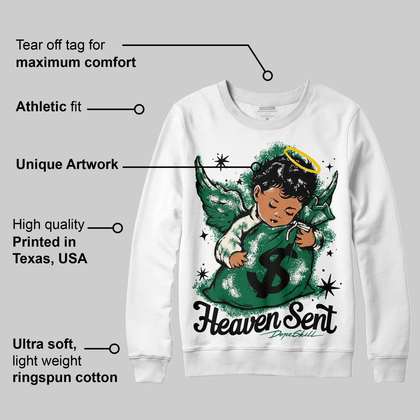 Pine Green 13s DopeSkill Sweatshirt Heaven Sent Graphic