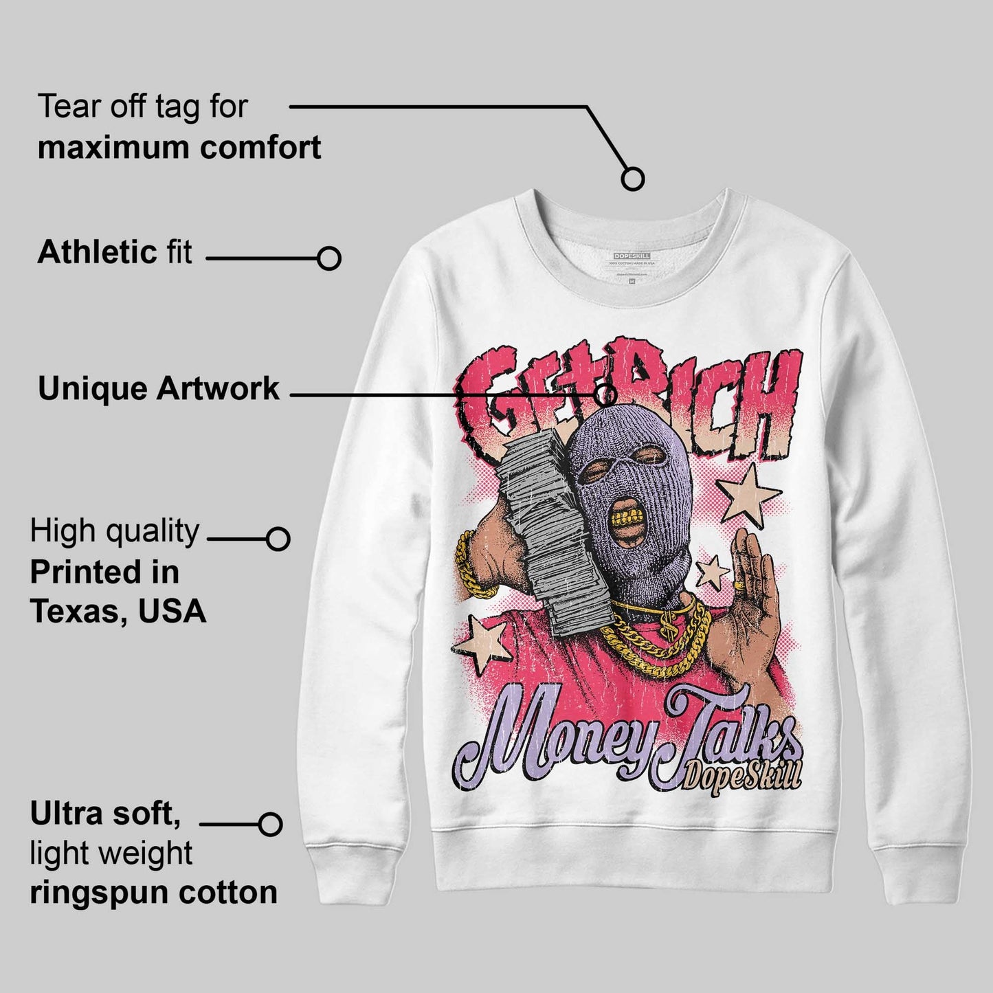Peanut Butter Jelly 5s DopeSkill Sweatshirt Get Rich Graphic