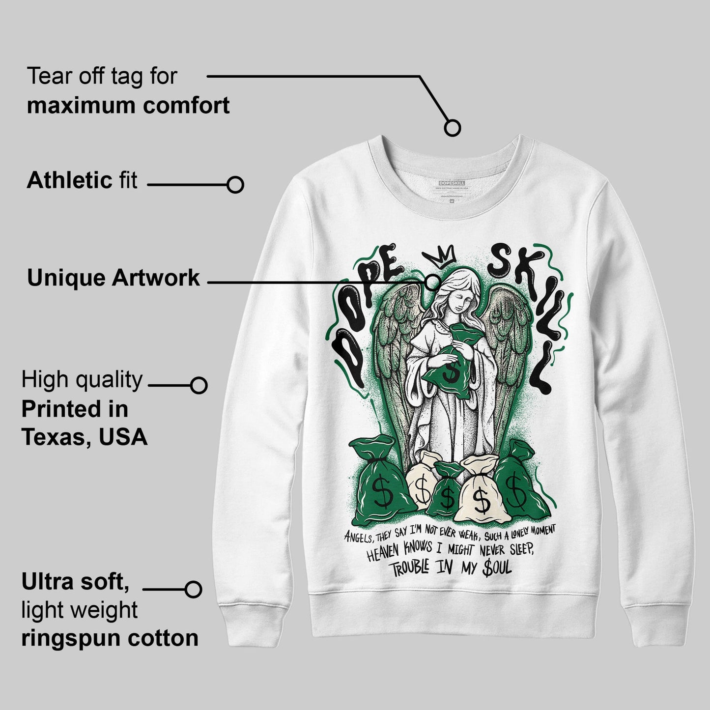 Pine Green 13s DopeSkill Sweatshirt Angels Graphic
