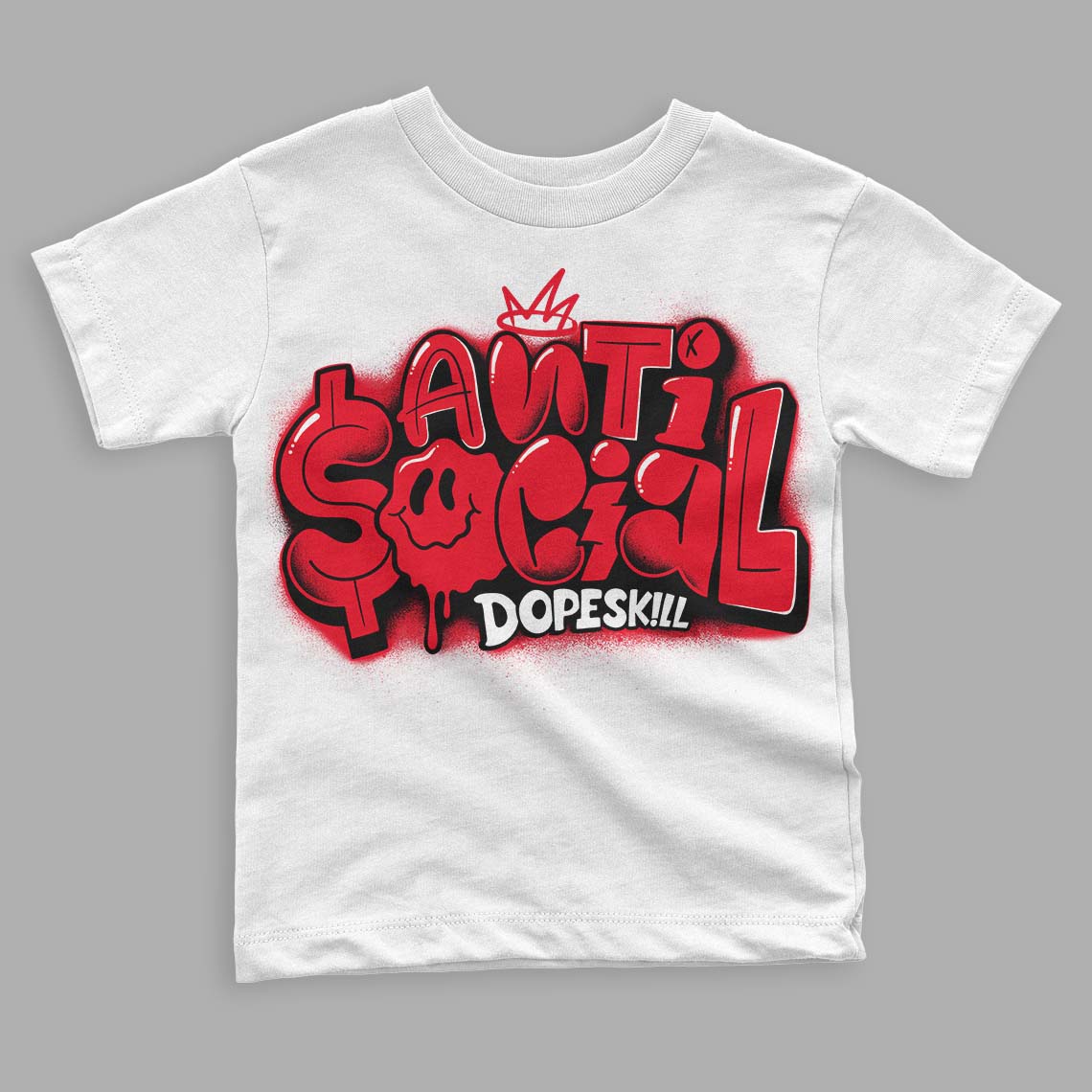 Red Thunder 4s DopeSkill Toddler Kids T-shirt Anti Social Graphic