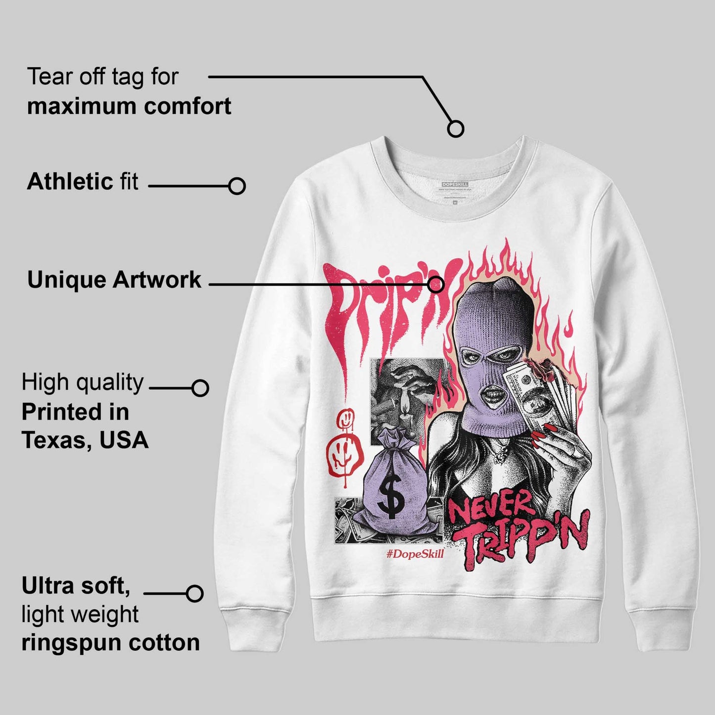 Peanut Butter Jelly 5s DopeSkill Sweatshirt Drip'n Never Tripp'n Graphic