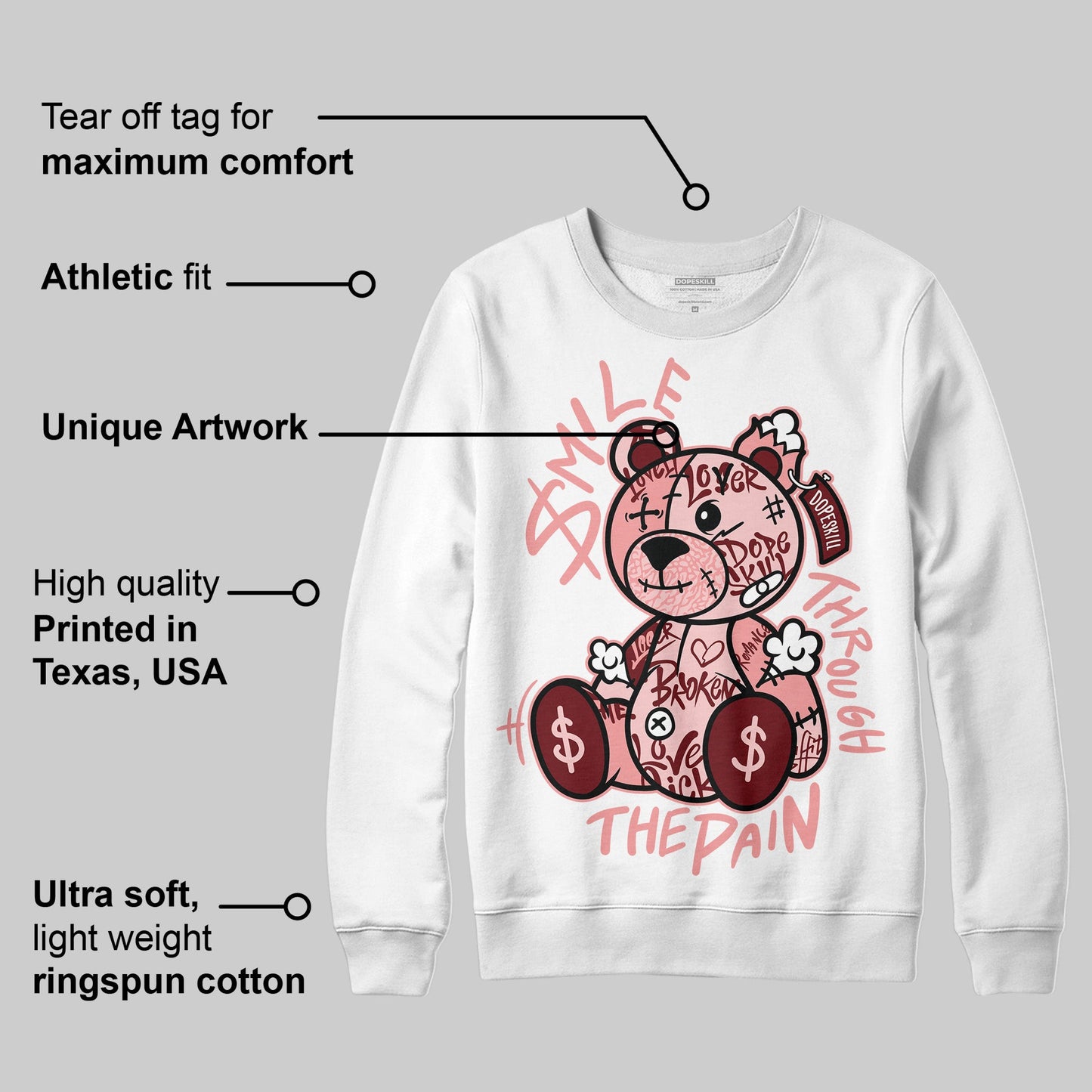 VALENTINE'S Day 3s DopeSkill Sweatshirt Smile Through The Pain Graphic