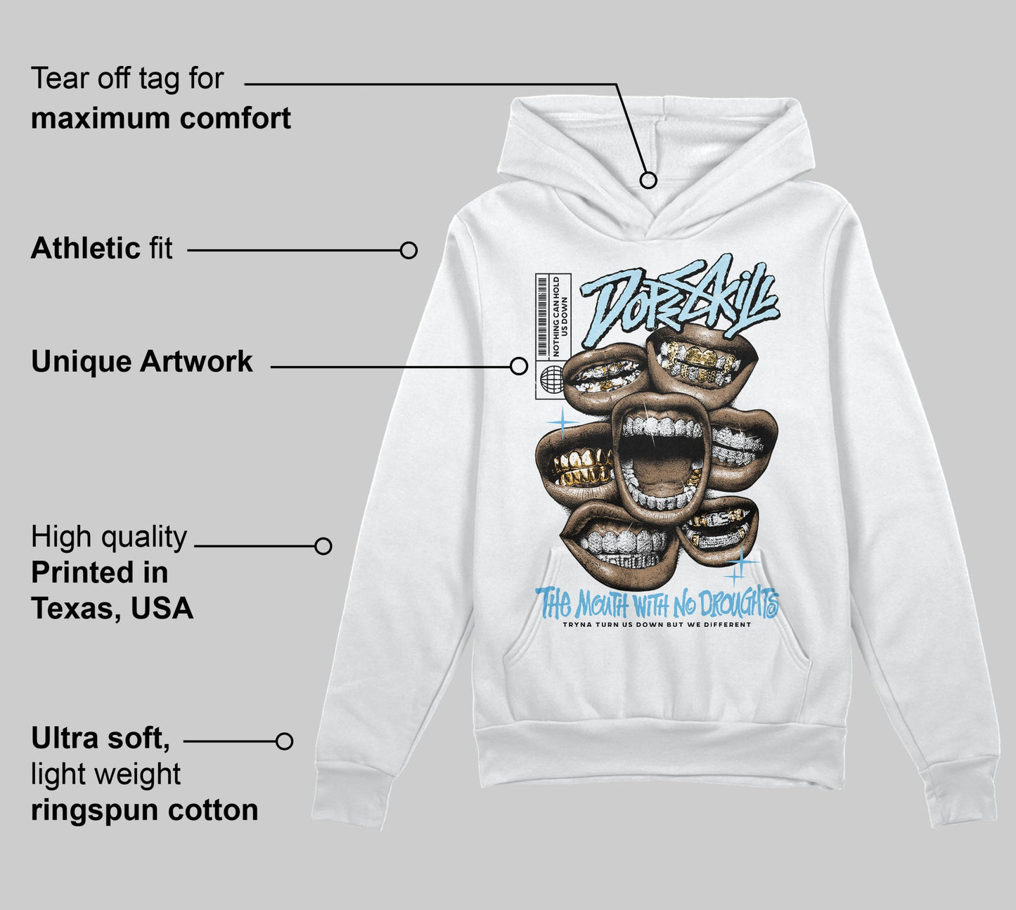 Legend Blue 11s DopeSkill Hoodie Sweatshirt The Mouth With No Droughts Graphic
