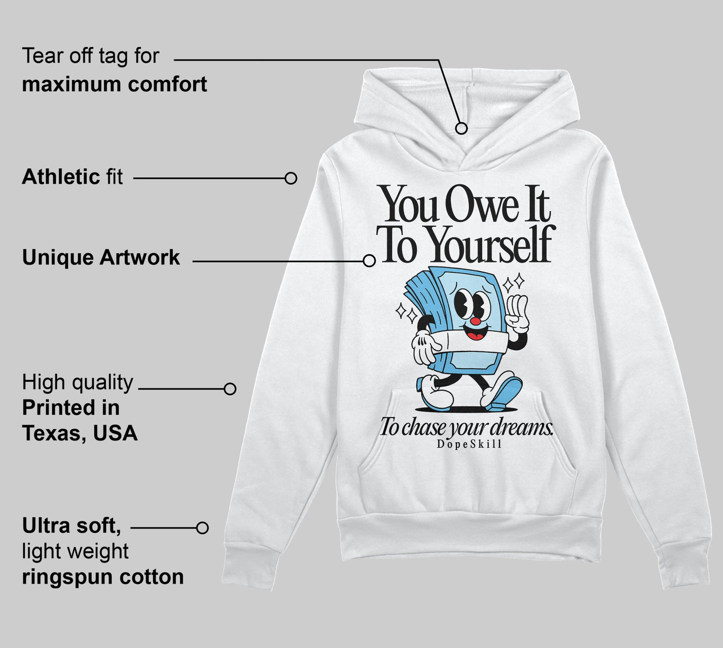 Legend Blue 11s DopeSkill Hoodie Sweatshirt Owe It To Yourself Graphic