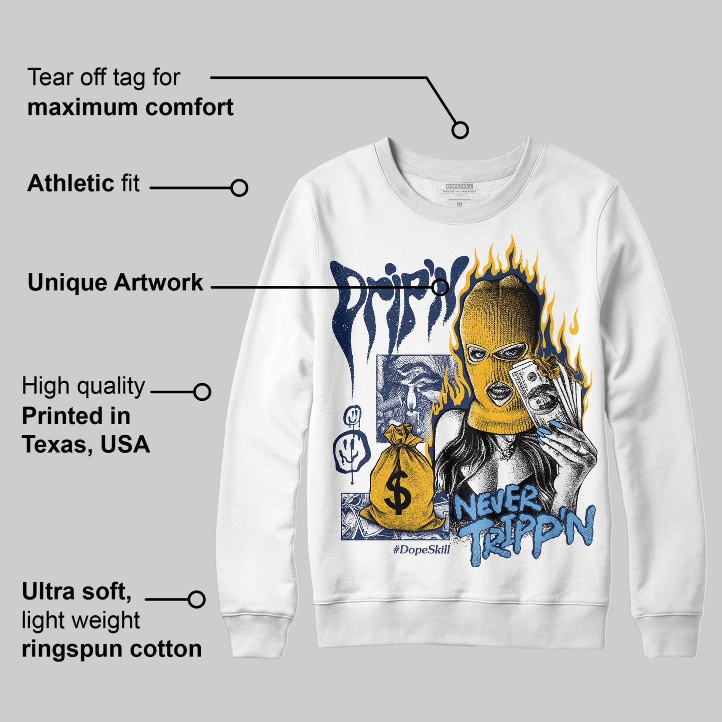 Retro Dunk From Above 4s DopeSkill Sweatshirt Drip'n Never Tripp'n Graphic