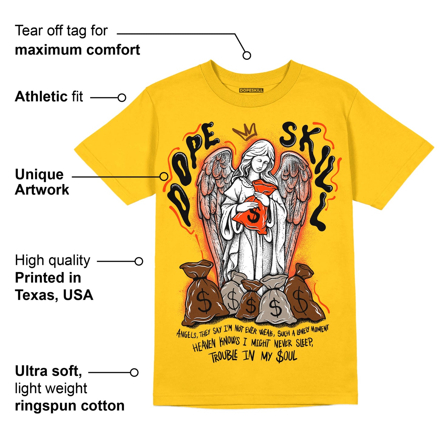 Yellow Collection DopeSkill Gold T-shirt Angels Graphic