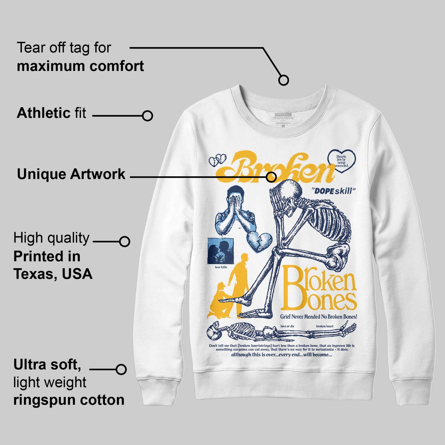 Retro Dunk From Above 4s DopeSkill Sweatshirt Broken Bones Graphic