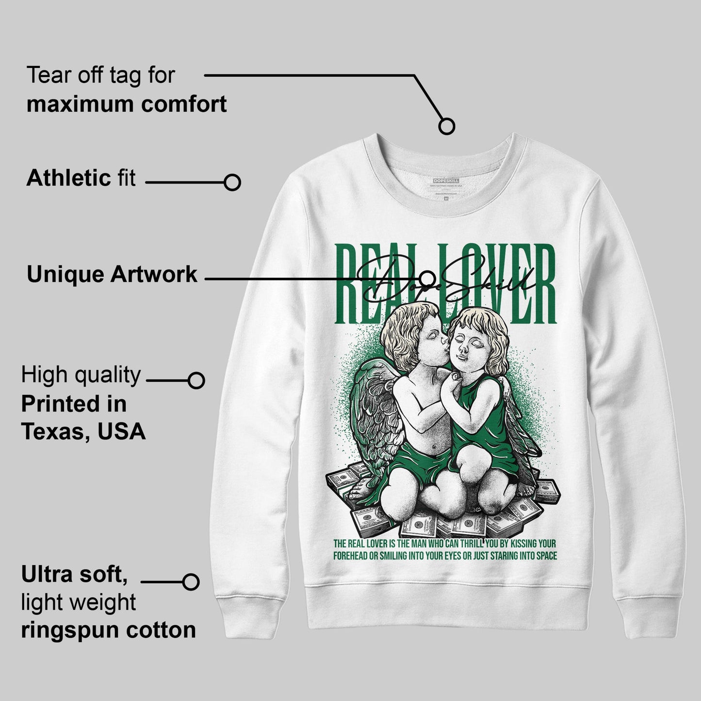 Pine Green 13s DopeSkill Sweatshirt Real Lover Graphic