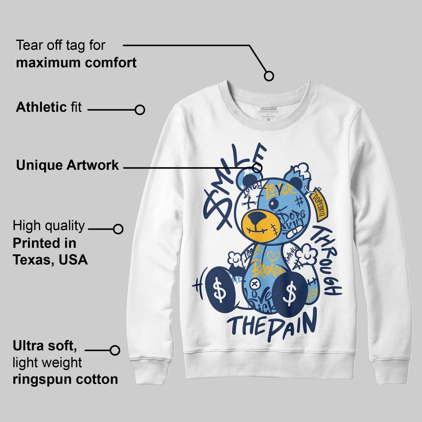 Retro Dunk From Above 4s DopeSkill Sweatshirt Smile Through The Pain Graphic