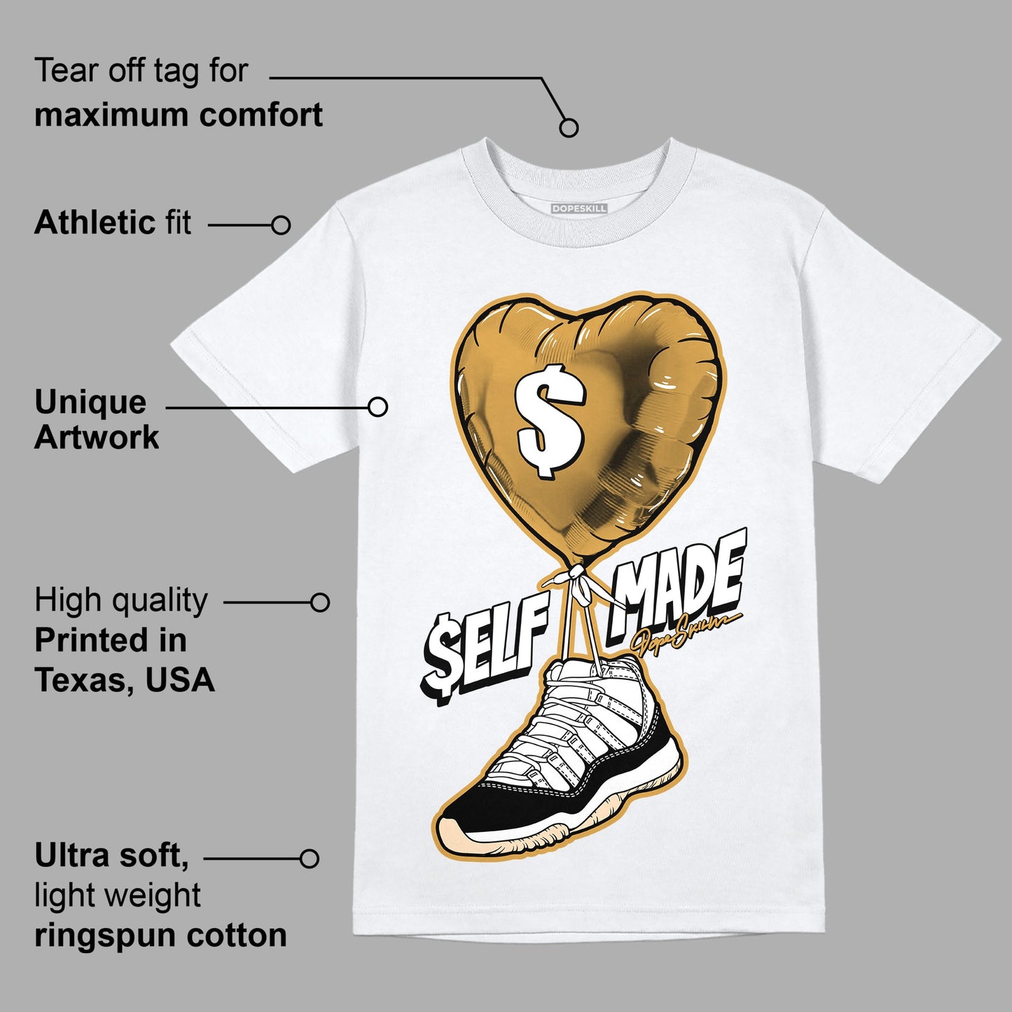 Gratitude 11s DopeSkill T-Shirt Self Made Graphic