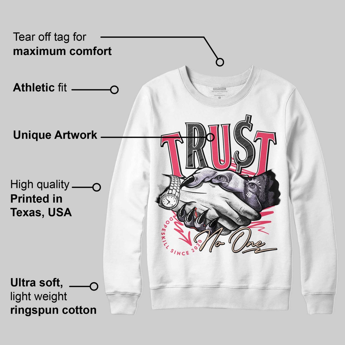 Peanut Butter Jelly 5s DopeSkill Sweatshirt Trust No One Graphic