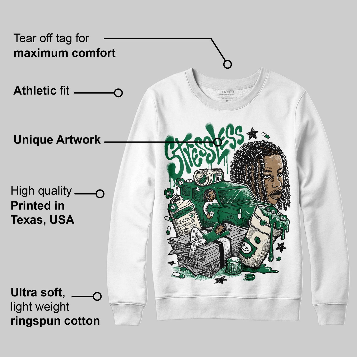 Pine Green 13s DopeSkill Sweatshirt Stressless Graphic
