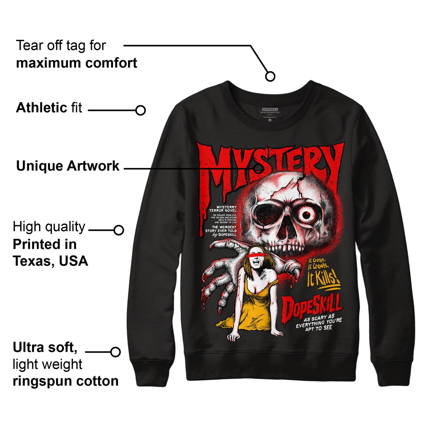 Red Collection DopeSkill Sweatshirt Mystery Ghostly Grasp Graphic