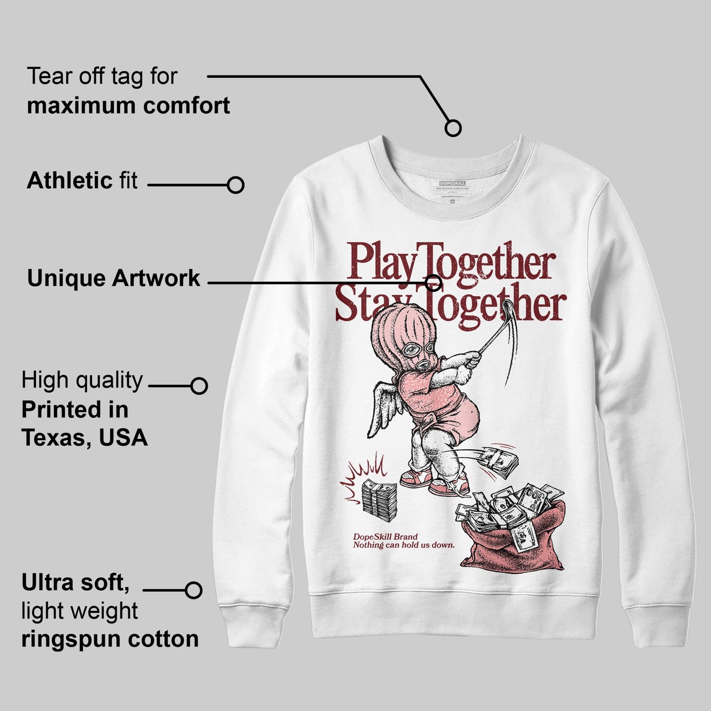 VALENTINE'S Day 3s DopeSkill Sweatshirt Play together, Stay together Graphic
