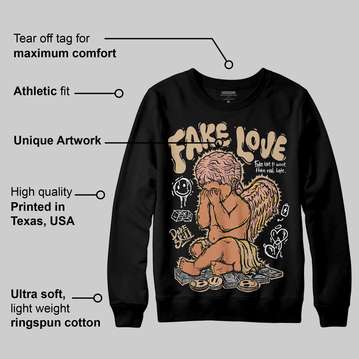 TAN Collection DopeSkill Sweatshirt False Love Graphic