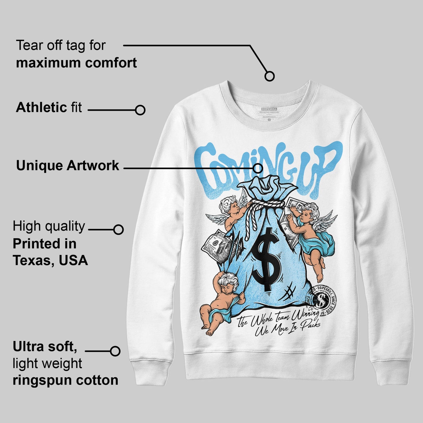 Legend Blue 11s DopeSkill Sweatshirt Money Bag Coming Up Graphic