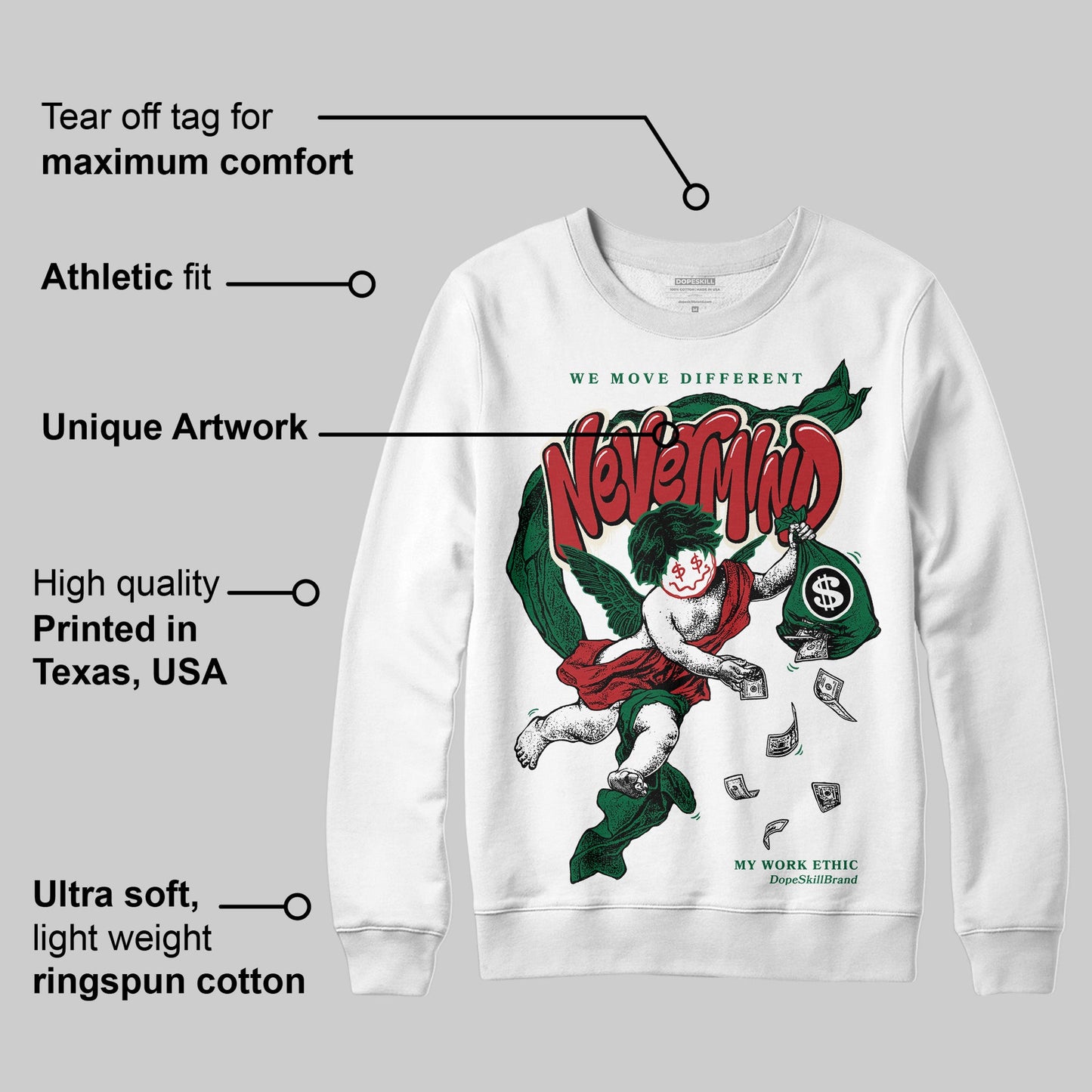 Pine Green 13s DopeSkill Sweatshirt Nevermind Graphic