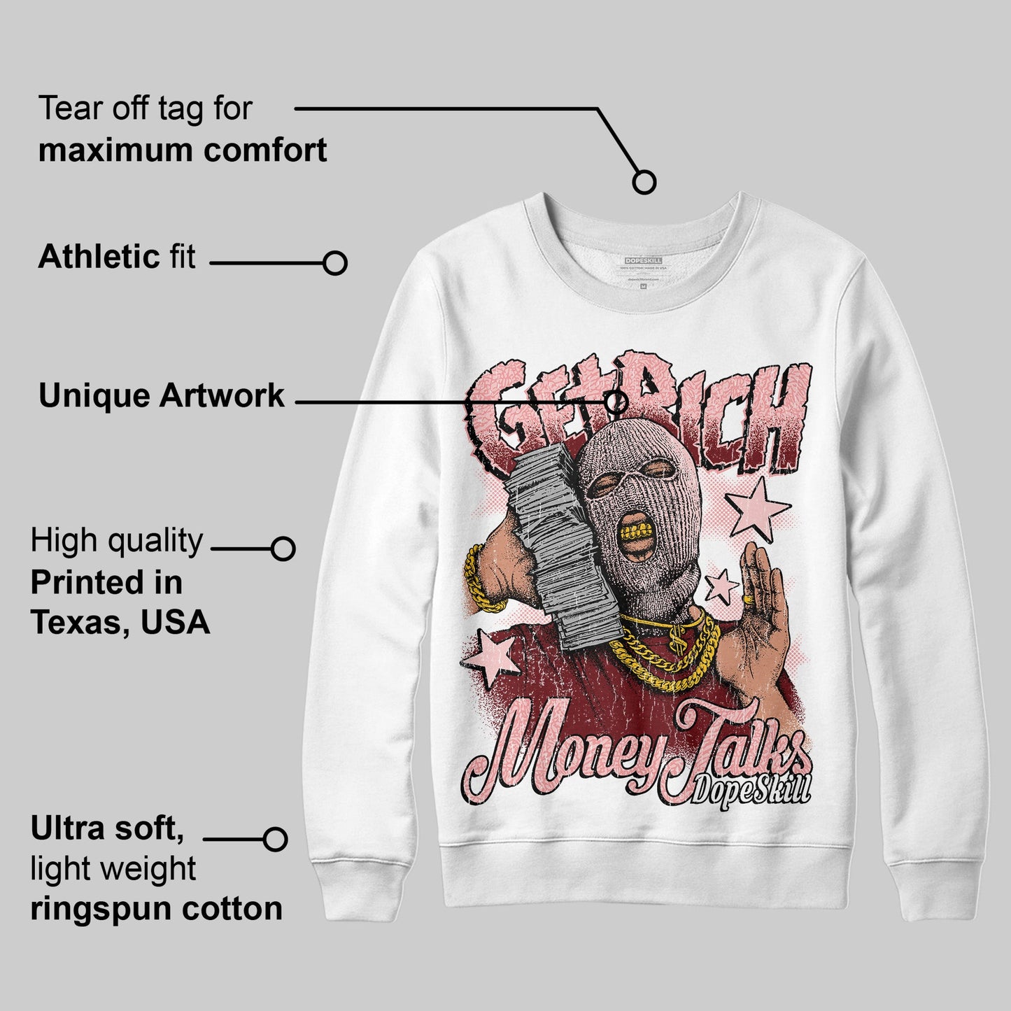 VALENTINE'S Day 3s DopeSkill Sweatshirt Get Rich Graphic