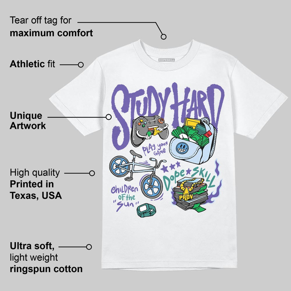 Grape 5s DopeSkill T-Shirt Study Hard Graphic