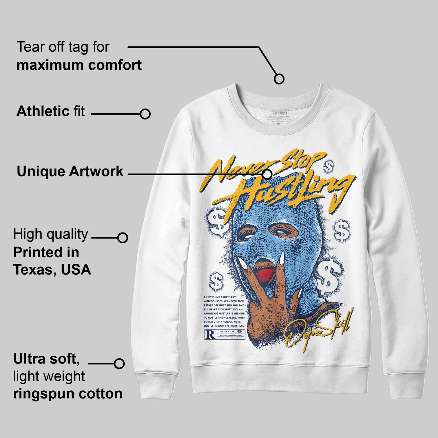 Retro Dunk From Above 4s DopeSkill Sweatshirt Never Stop Hustling Graphic