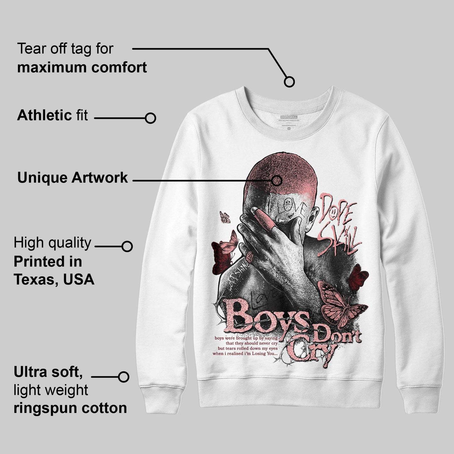 VALENTINE'S Day 3s DopeSkill Sweatshirt Boys Don't Cry Graphic