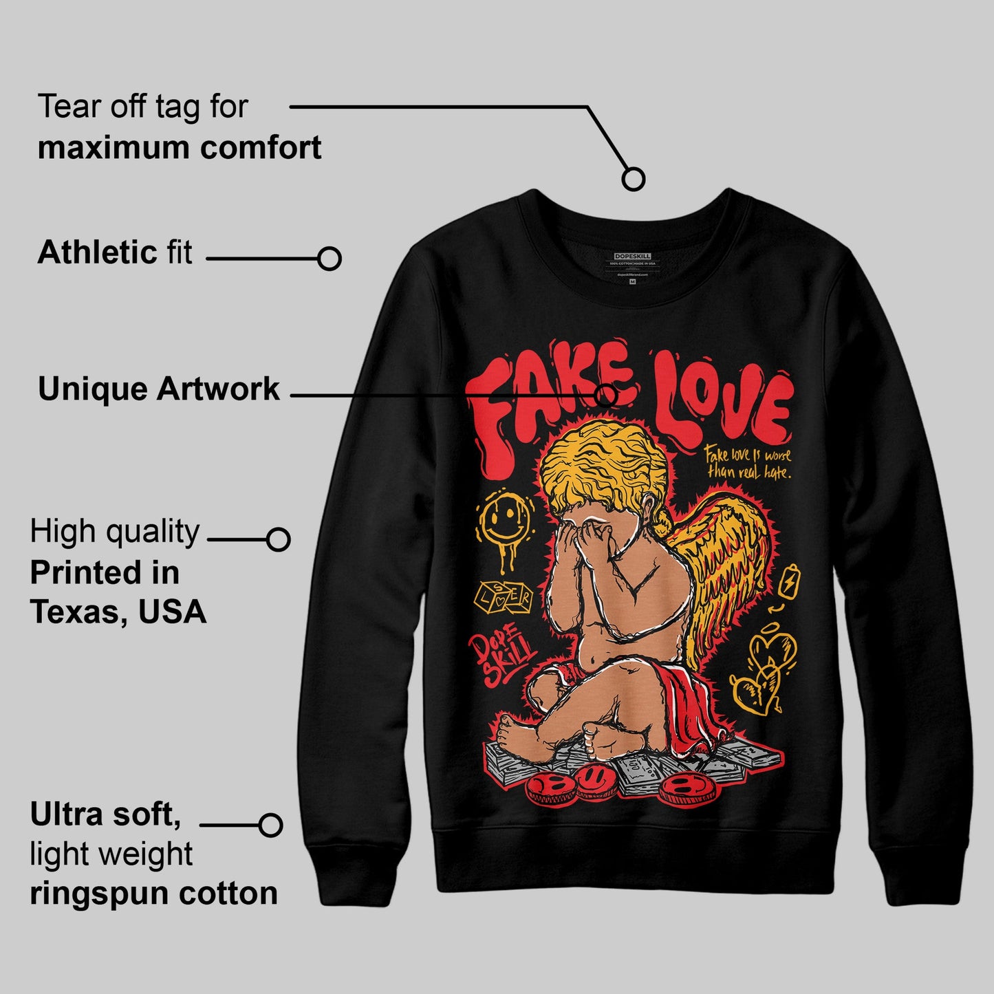 Red Collection DopeSkill Sweatshirt False Love Graphic