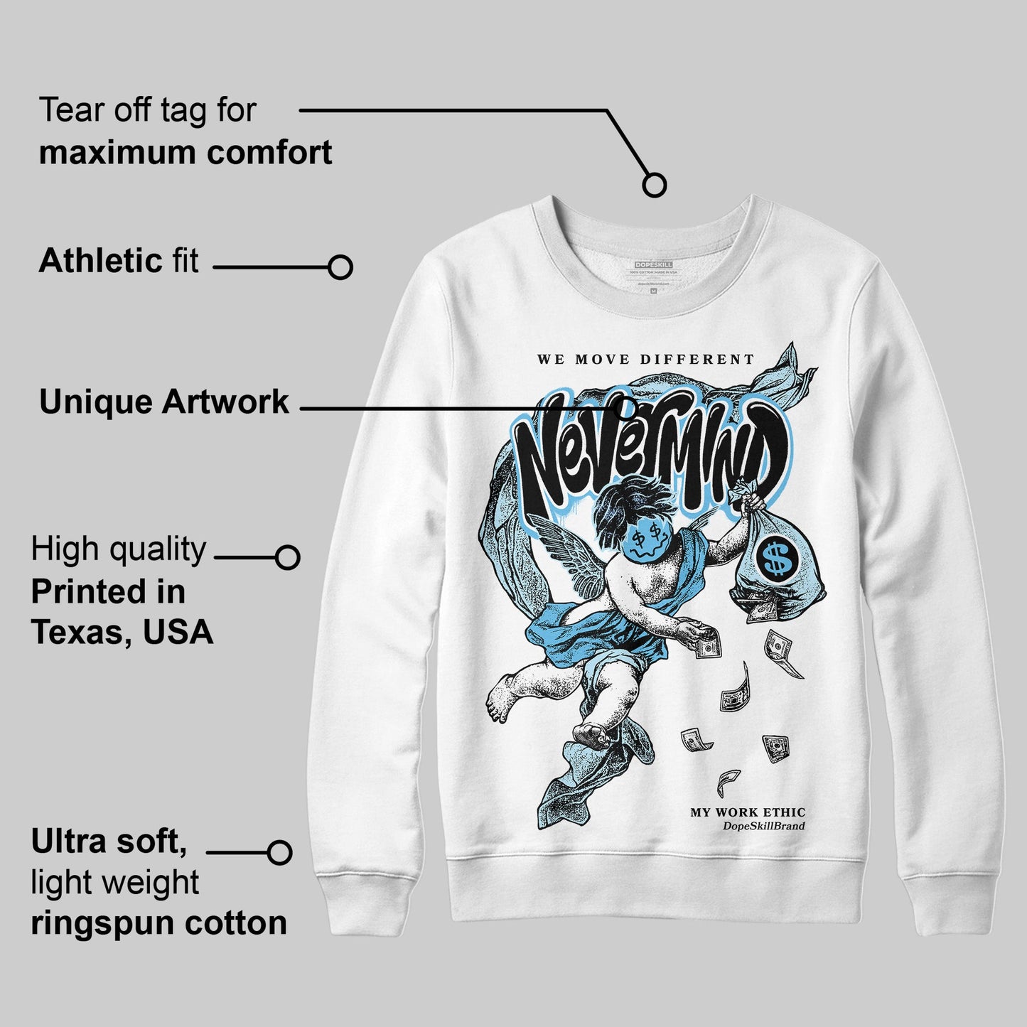 Legend Blue 11s DopeSkill Sweatshirt Nevermind Graphic
