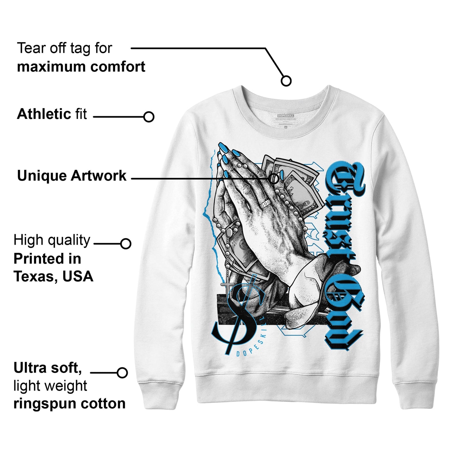 Military Blue 4s DopeSkill Sweatshirt Trust God Graphic