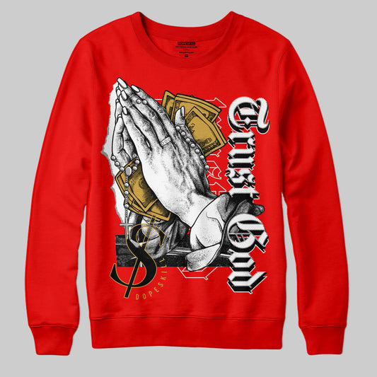 Red Collection DopeSkill Red Sweatshirt Trust God Graphic