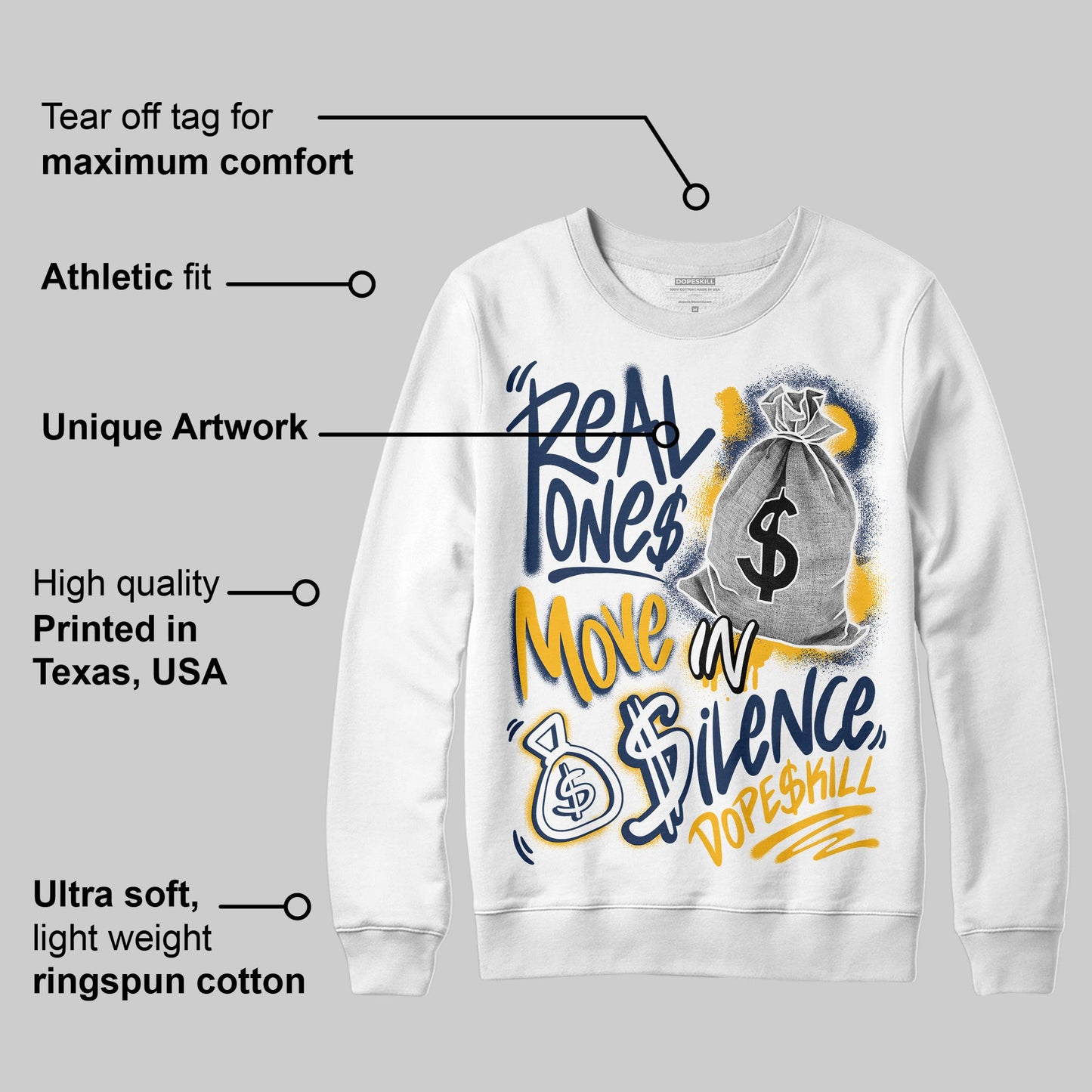 Retro Dunk From Above 4s DopeSkill Sweatshirt Real Ones Move In Silence Graphic