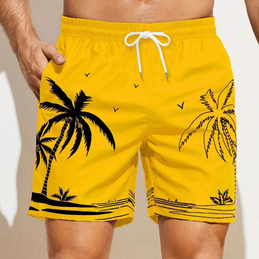 Men's Coconut Tree Graphic Prints Swim Trunks Swim Shorts Board Shorts Mid Waist Hawaiian Boho Casual Daily Holiday Drawstring with Mesh lining Elastic Waist Designer Clothing Apparel