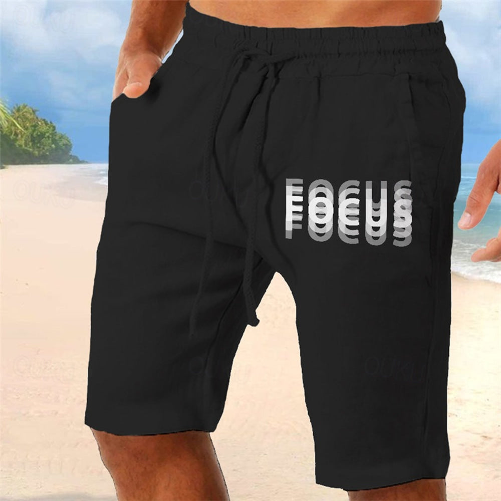 Men's Graphic Letter Focus Optical Illusion Trippy Shorts Summer Shorts Beach Shorts Mid Waist Streetwear Hawaiian Designer Casual Daily Holiday Drawstring Elastic Waist 3D Print Designer Clothing